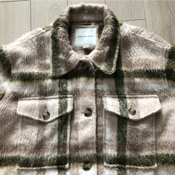 American Eagle Outfitters Plaid Wool Blend Shacket - Picture 7 of 11
